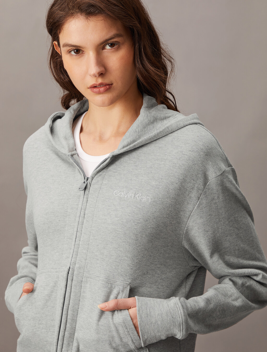Icon Cotton Terry Zip Sleep Hoodie, Grey Heather, hi-res