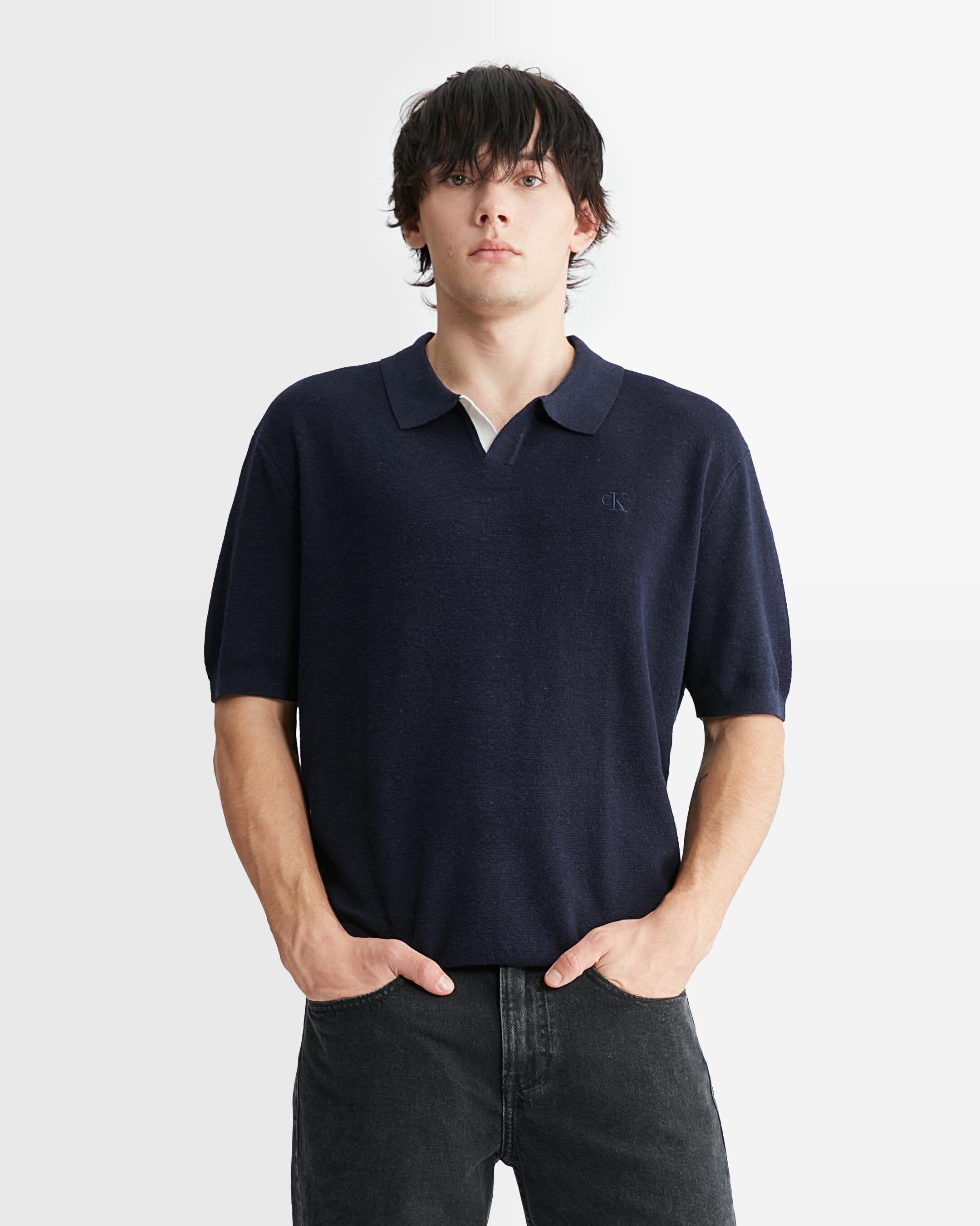 Knit Polo Shirt blue Calvin Klein Malaysia