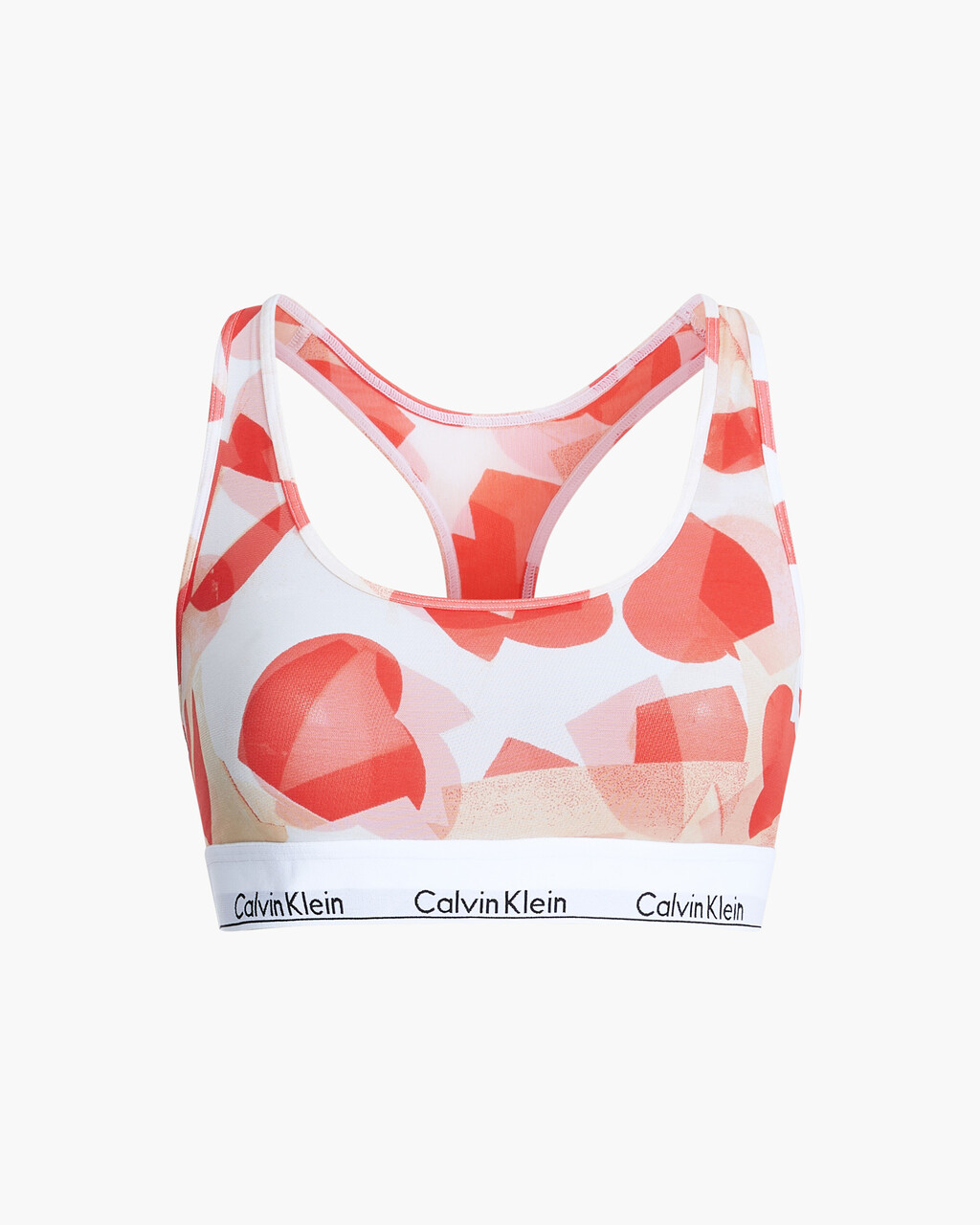 Modern V-Day Love Notes Bralette, REMEMBERED HEARTS PRINT+ORANGE ODYSSEY, hi-res