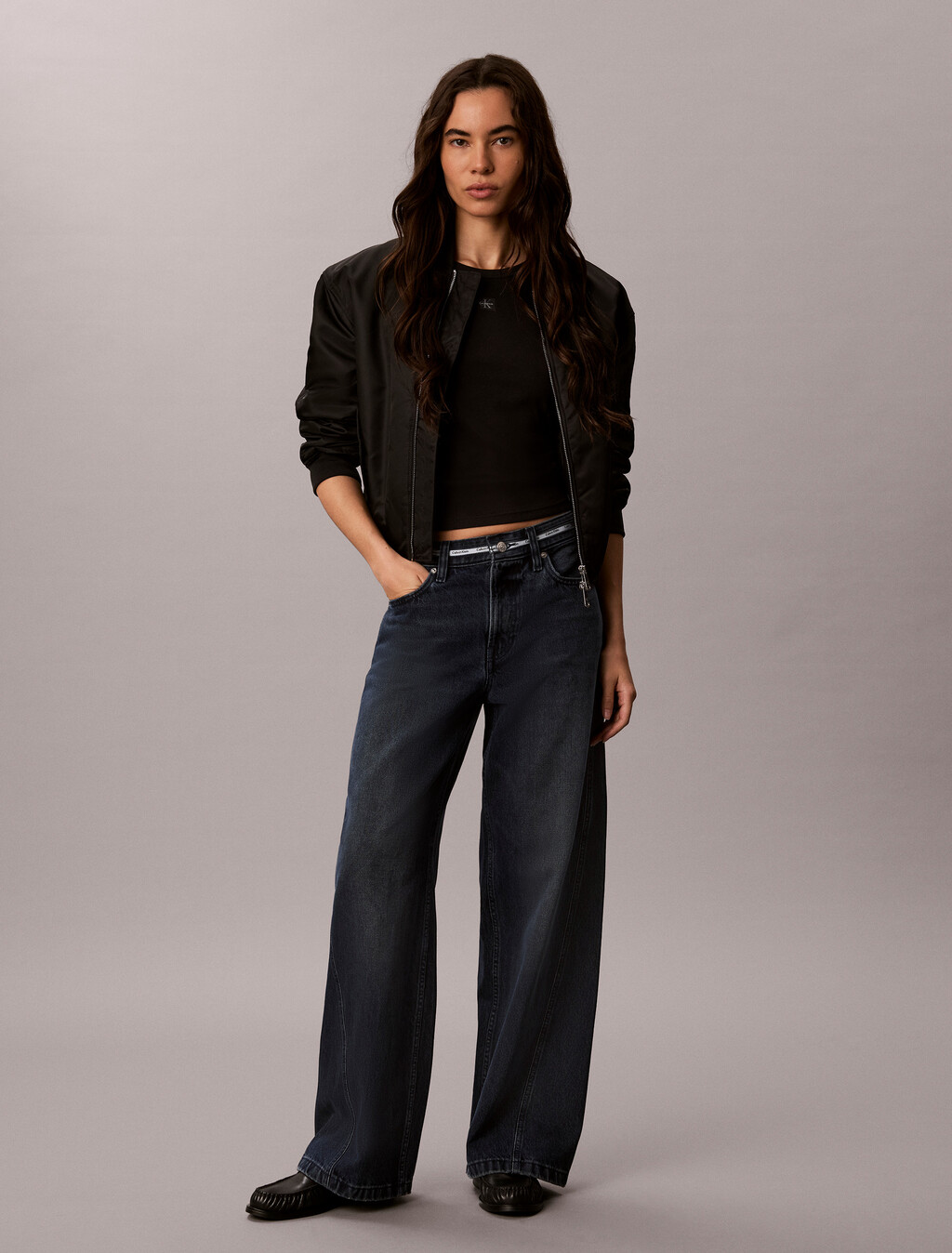 Twisted Low Rise Baggy Jeans, BLUE ALASKA, hi-res