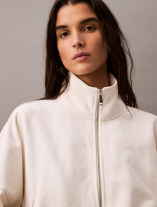 Cotton Terry Zip Up Jacket, Tofu, hi-res