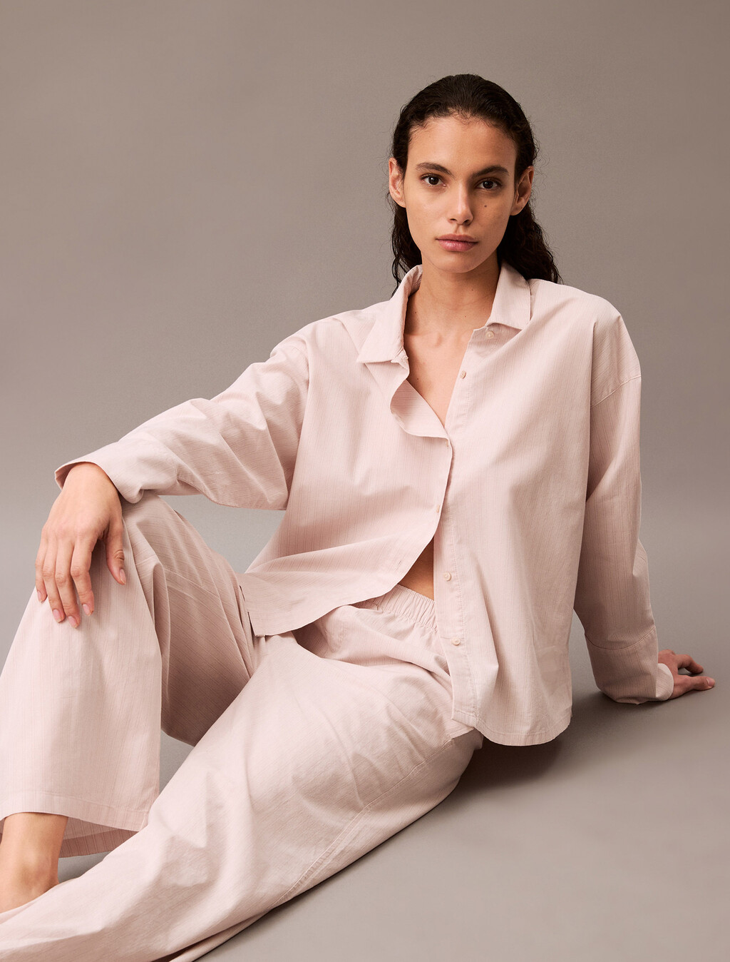Cotton Poplin Regular Shirt, 17744 STEADY STRIPE+GRAY MORN, hi-res