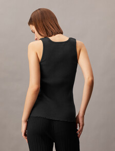 Rib Knit Tank Top, Black, hi-res