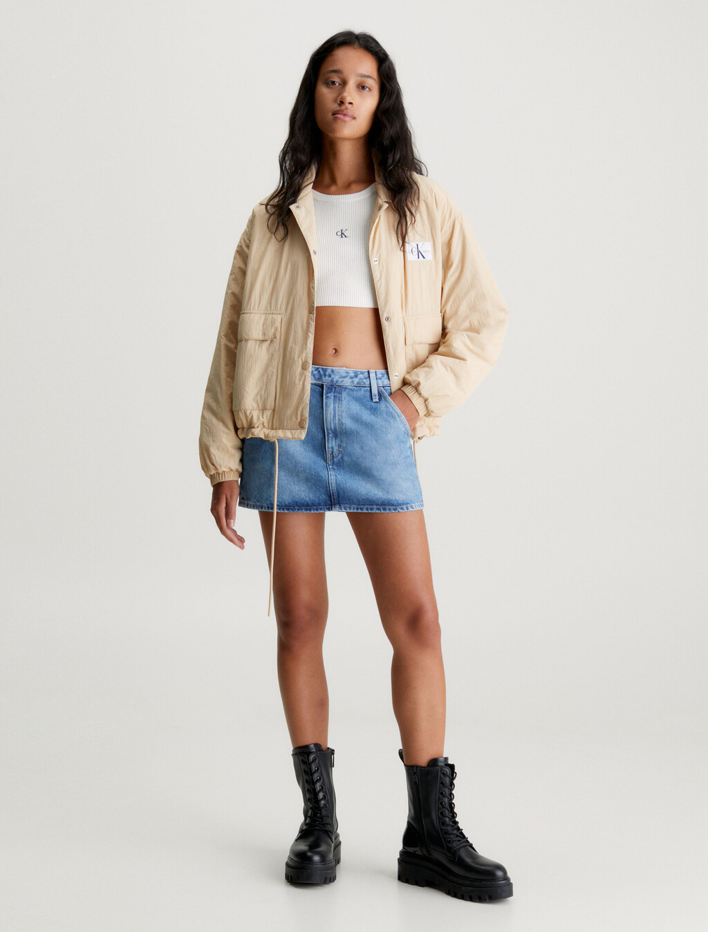 Lightweight Padded Skater Jacket, Warm Sand, hi-res