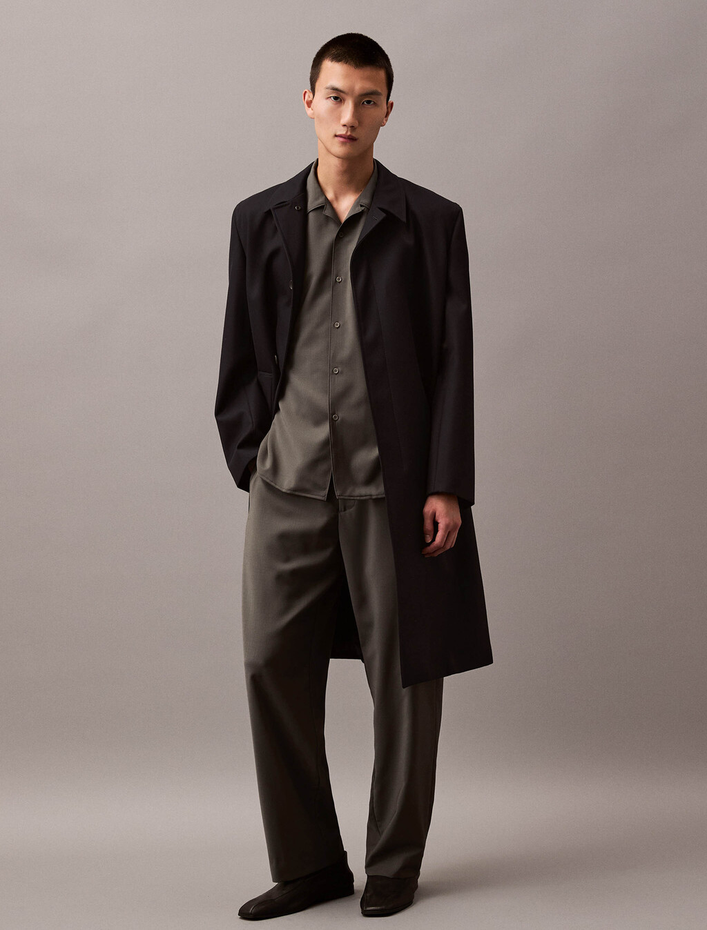 Lightweight Wool Button-Down Shirt, Volcanic Ash, hi-res