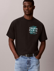 Resort Palm Graphic Relaxed Tee, Black, hi-res