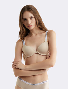 Tailored Logo Lightly Lined Demi Bra, Beechwood, hi-res