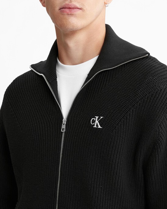 Rib Knit Zip Up Cardigan