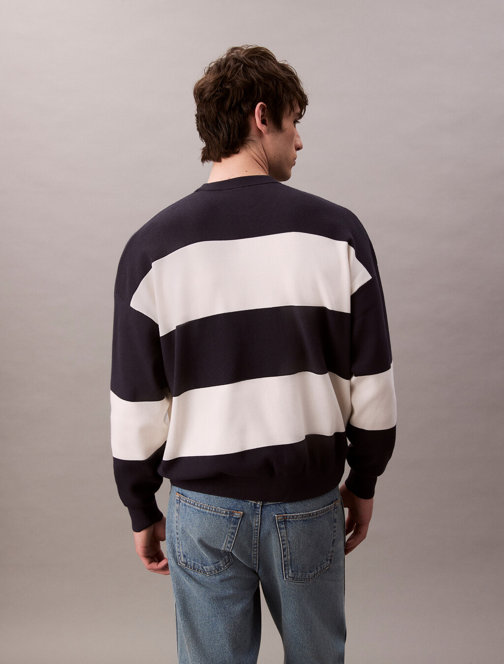 Tech Knit Stripe Relaxed Jumper, Night Sky, hi-res