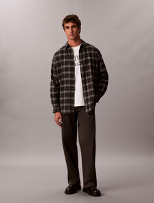 Oversized Plaid Shirt, Black, hi-res