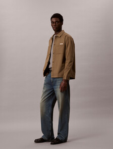 Relaxed Cotton Shacket, Capers, hi-res