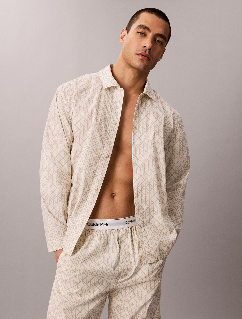 Cotton Poplin Sleep Pants, 21690 Dual Emblem+Tofu, hi-res