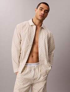 Cotton Poplin Sleep Pants, 21690 Dual Emblem+Tofu, hi-res