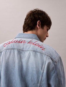 Chain Stitch Logo 90's Denim Jacket, REFLECTION BLUE, hi-res