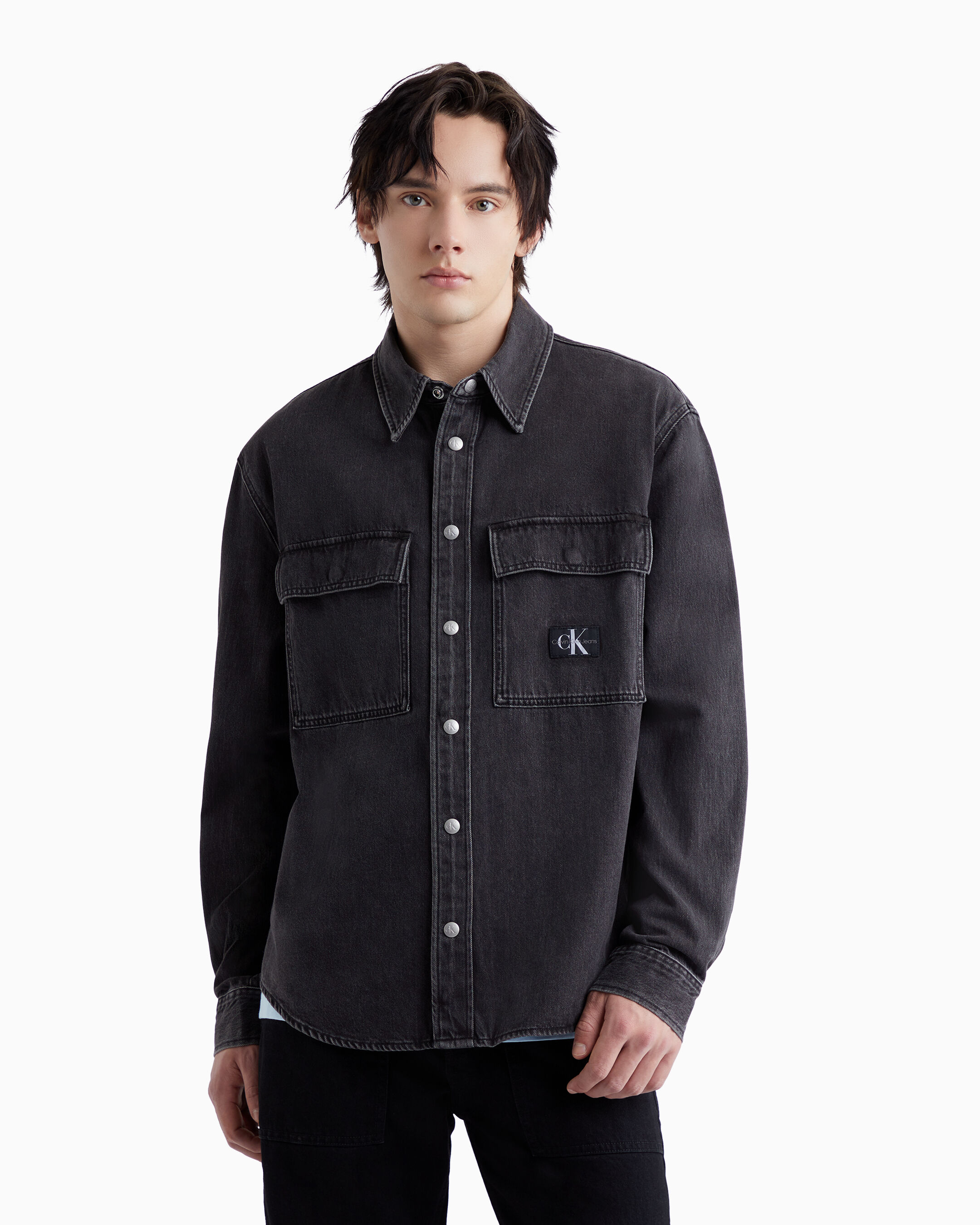 Calvin klein black denim shirt hotsell