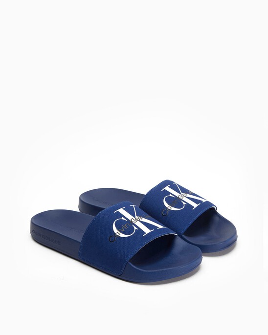 MONOGRAM COTTON SLIDES