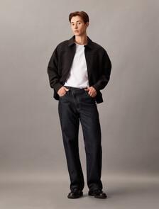 90s Straight Asymmetric Jeans, Rinse Denim, hi-res