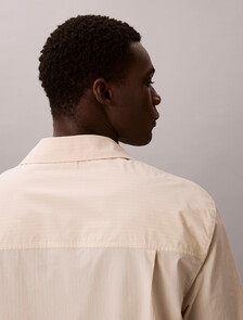 Cotton Crest Logo Pyjama Top, SLIM STRIPE CHALK, hi-res