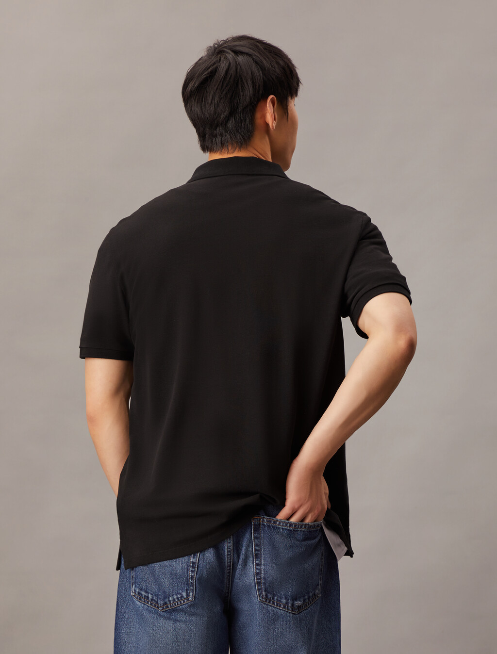 Cotton Piqué Polo Shirt, Black, hi-res