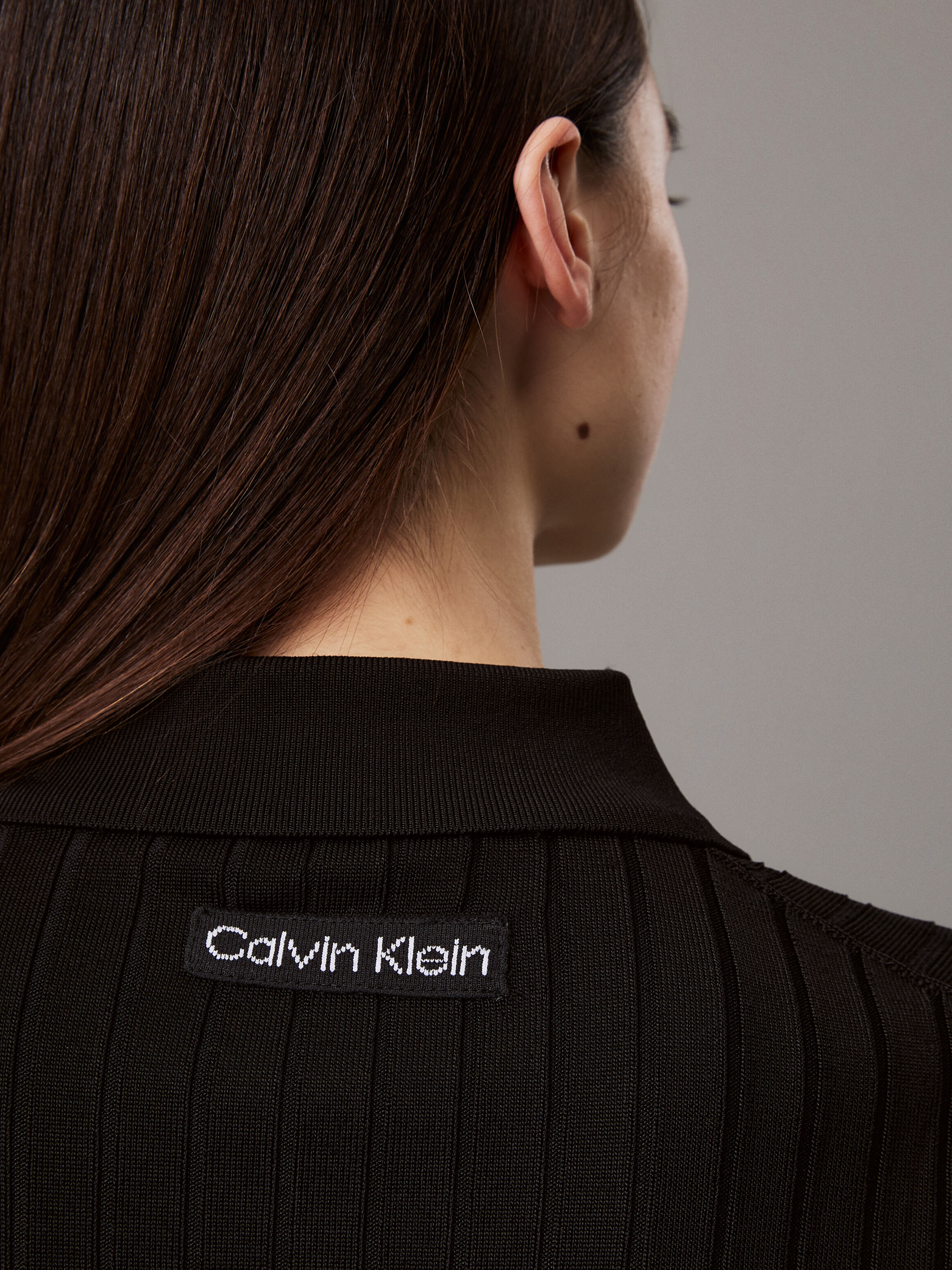 Silky Cropped Baby Polo Shirt | black | Calvin Klein Malaysia