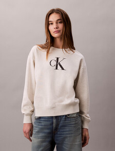 Cropped Monogram Sweatshirt, Vanilla Heather, hi-res