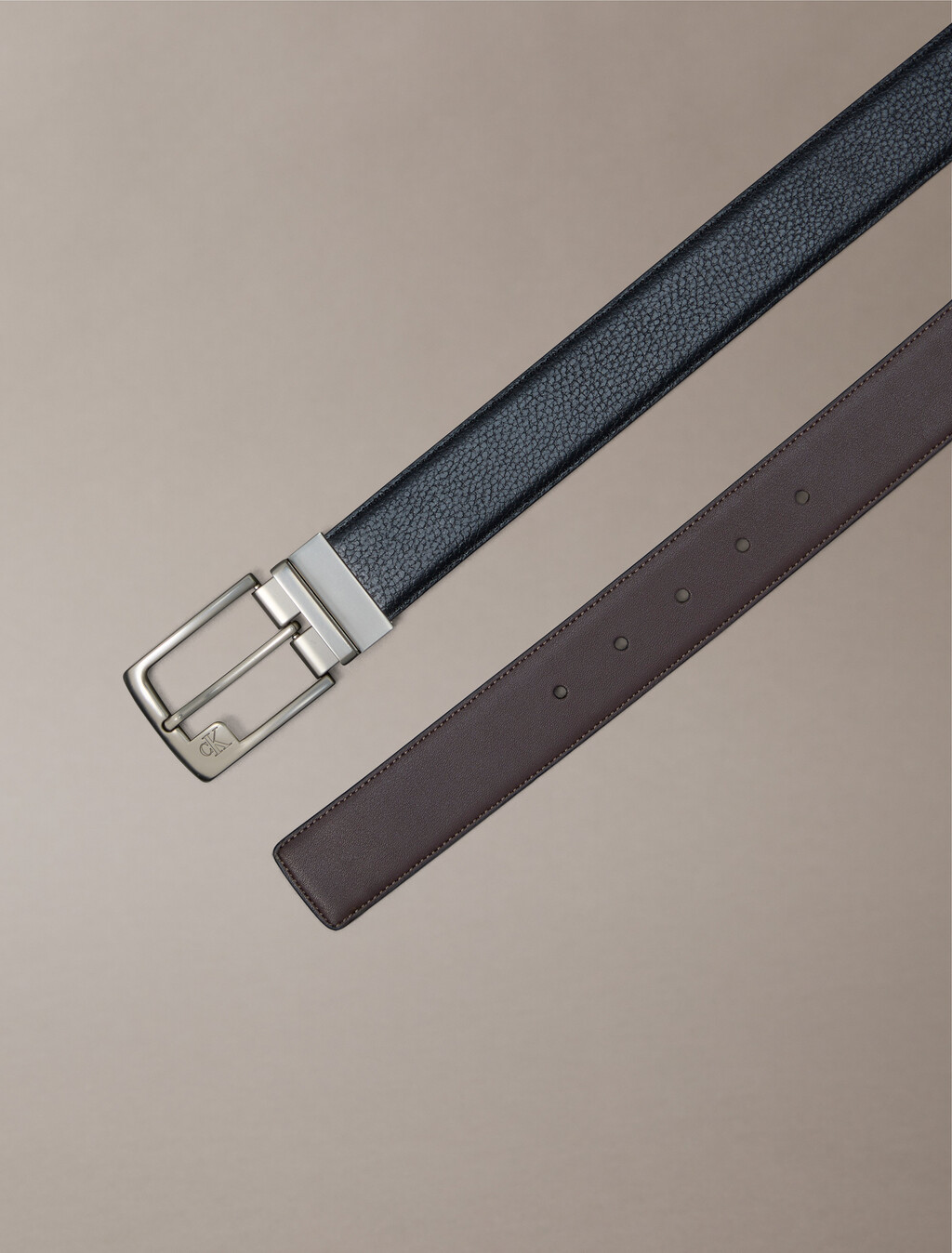 Monogram Frame Buckle Reversible Belt, Black/CK Dark Brown/Pewter, hi-res