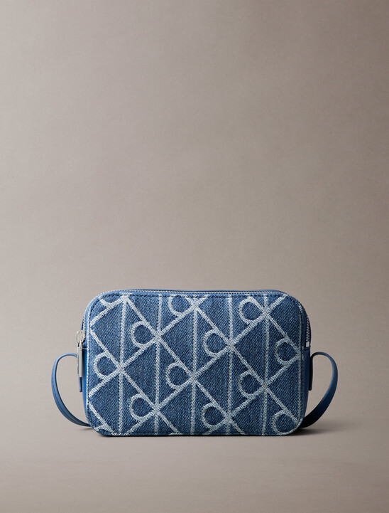 Denim Allover Emblem Logo Camera Bag