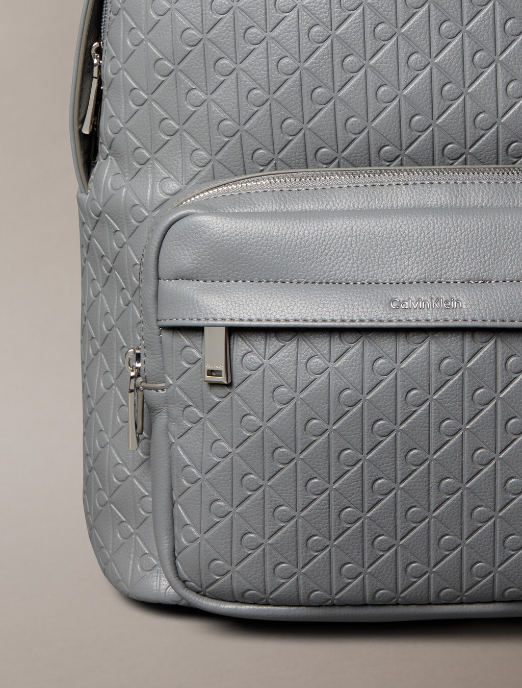 Embossed Allover Monogram Backpack, Charcoal Gray, hi-res