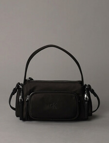 Soft Satin Nylon Shoulder Bag, Black, hi-res