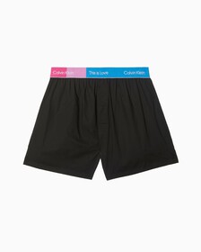 PRIDE COTTON COLOR BLOCK TRADITIONAL BOXERS, Black w/ Shocking Blue, hi-res