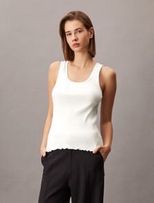 Rib Knit Tank Top, Brilliant White, hi-res
