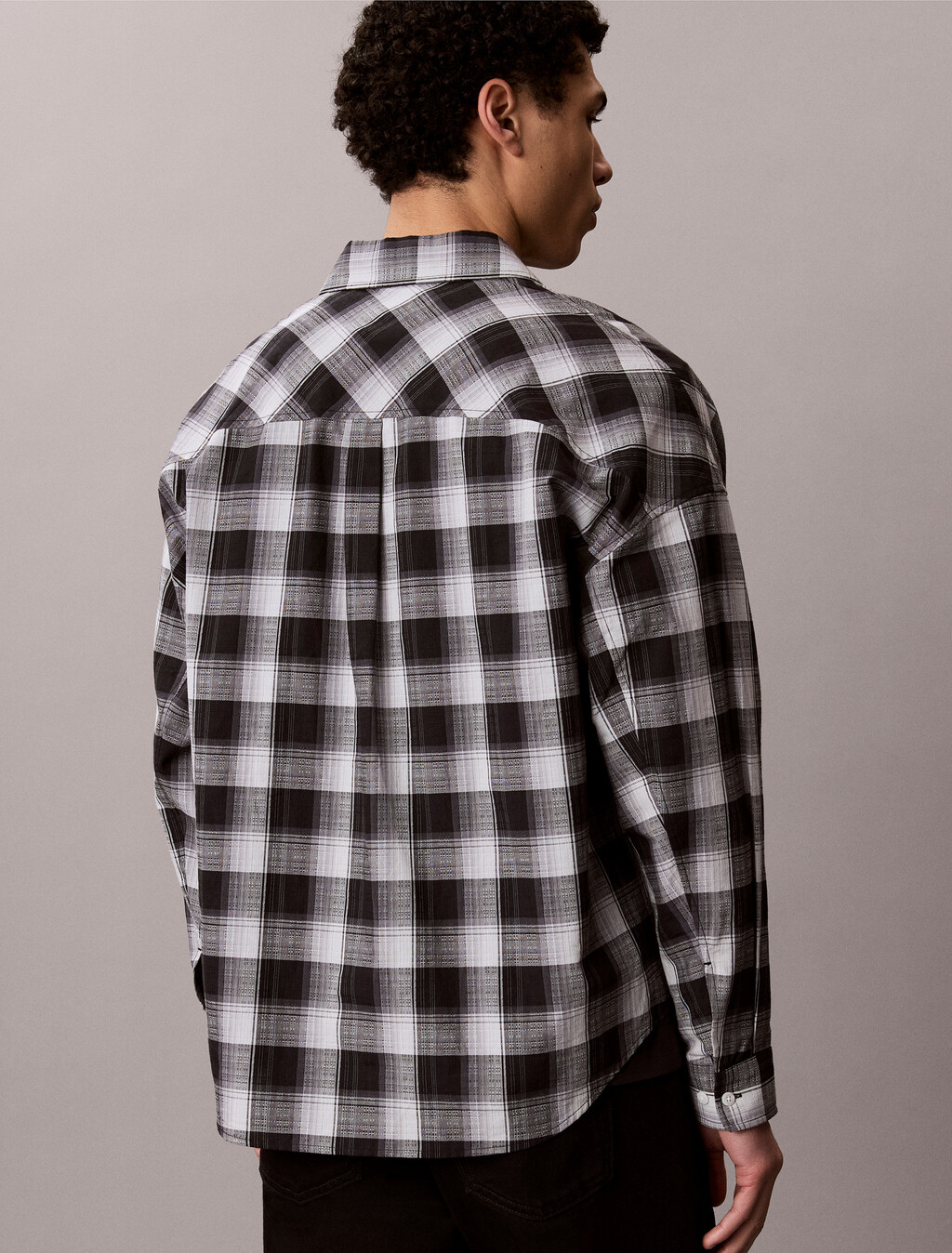 Relaxed Cotton Shirt, Black, hi-res