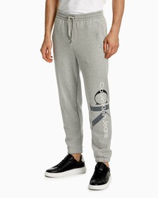 Two Tone Monogram Sweatpants, Light Grey Heather, hi-res