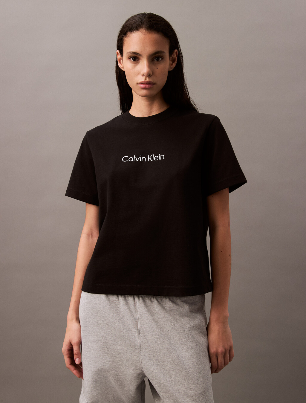 Relaxed Standard Logo Crewneck Tee, Black, hi-res