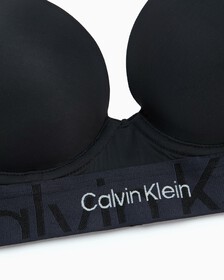 EMBOSSED ICON MICRO LIGHTLY LINED DEMI BRA, Black, hi-res