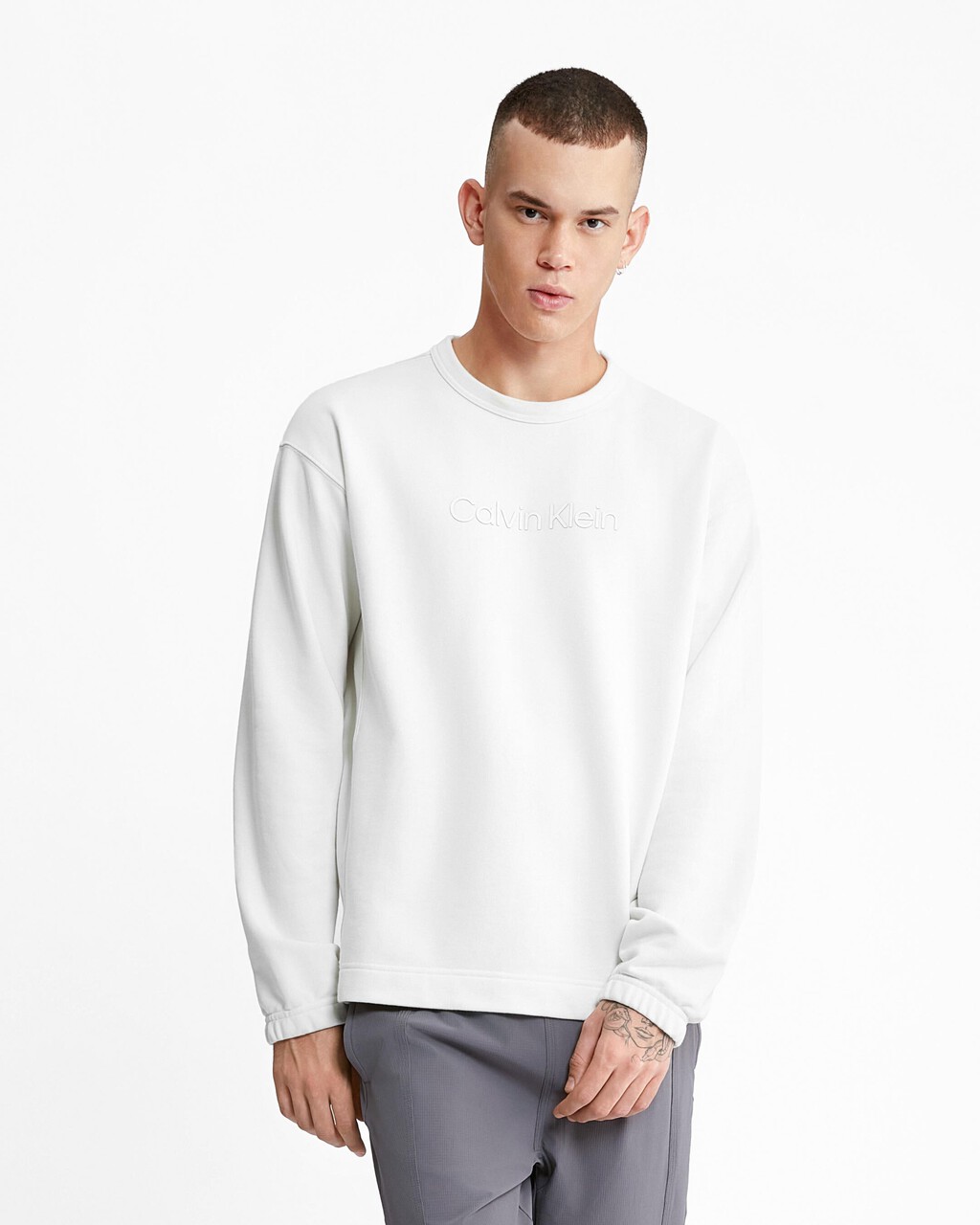 Cotton Terry Logo Sweatshirt, VAPOROUS GRAY, hi-res