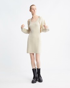 Feminine 2 In 1 Knit Dress, Eggshell, hi-res