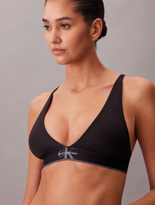 Triangle Bralette - Graphic Monogram Microfibre Stretch, Black, hi-res
