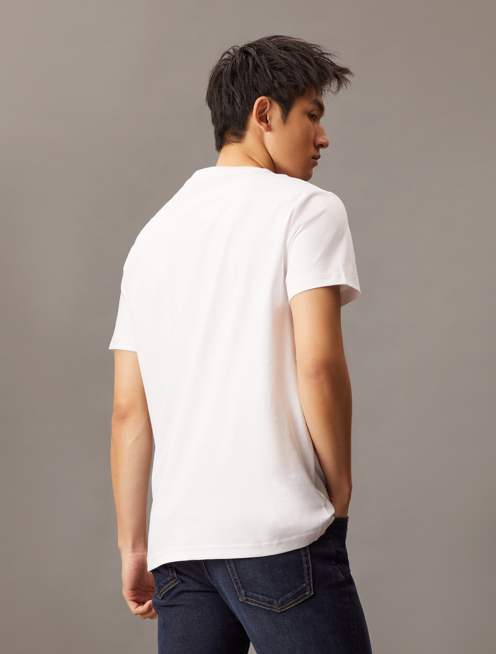 Embossed Monogram Slim Tee, Brilliant White, hi-res