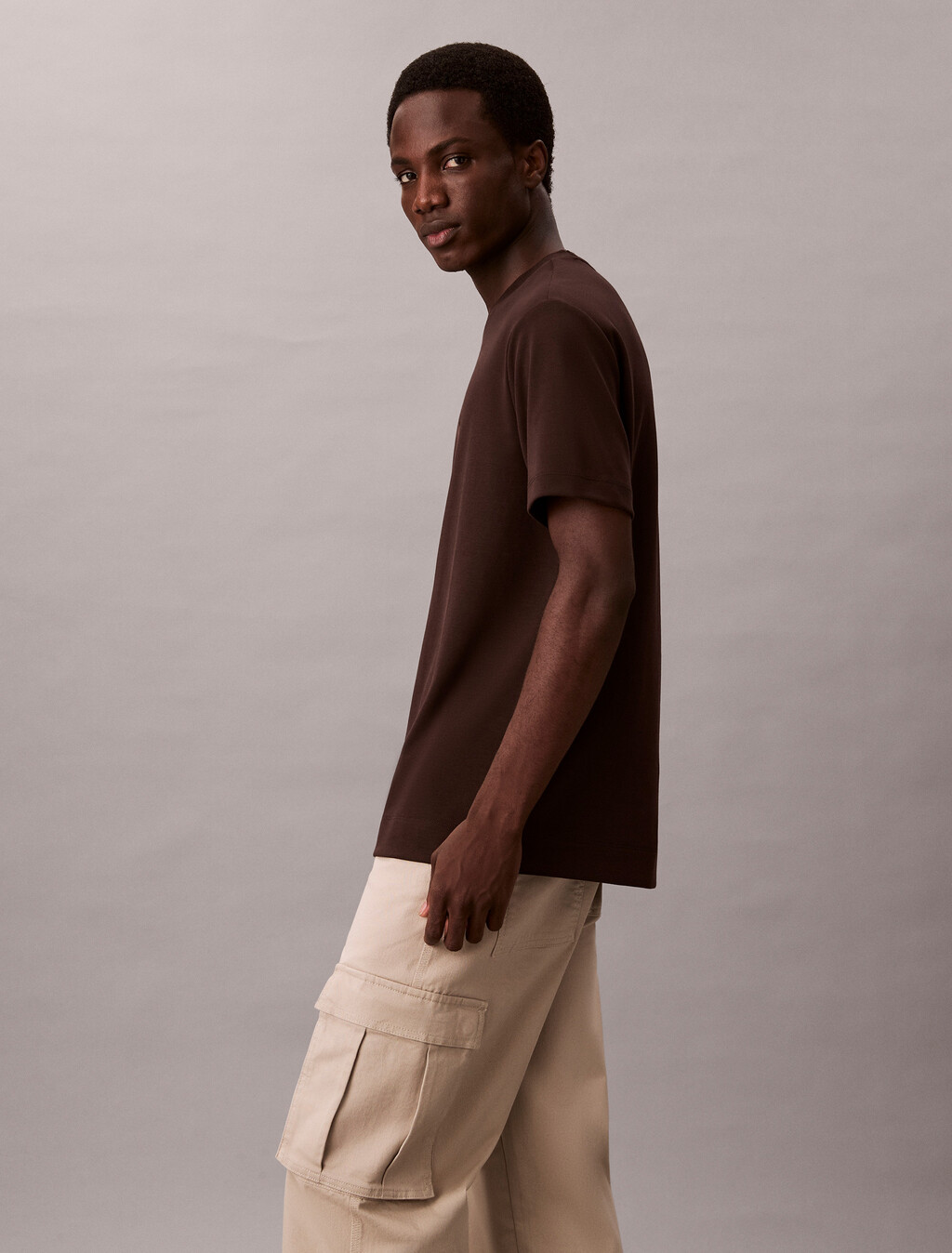 Tonal Monogram Crewneck Tee, Chocolate Torte, hi-res