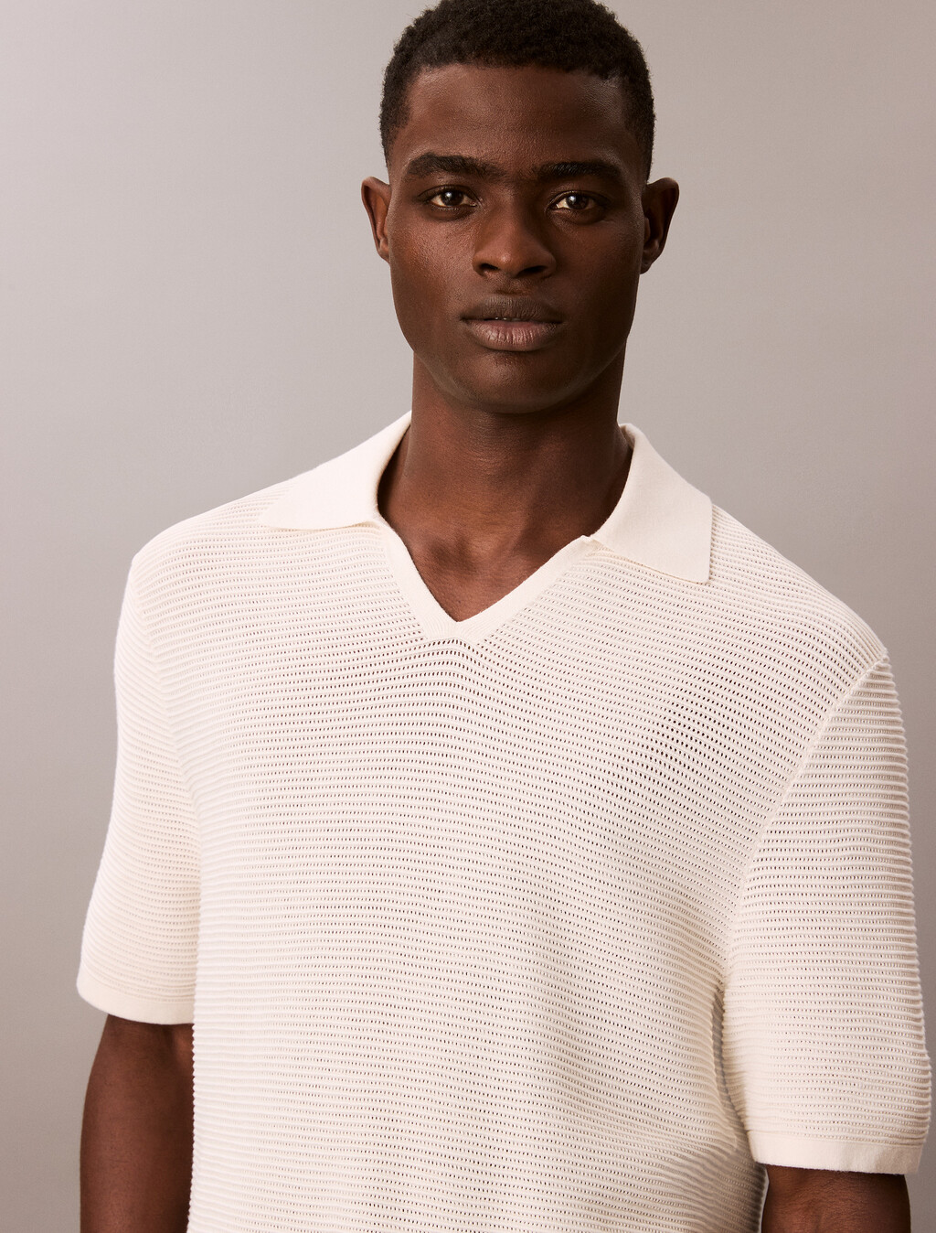 Tech Knit Johnny Collar Polo Shirt, Tofu, hi-res