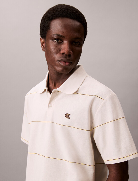Textured Stripe Easy Polo Shirt