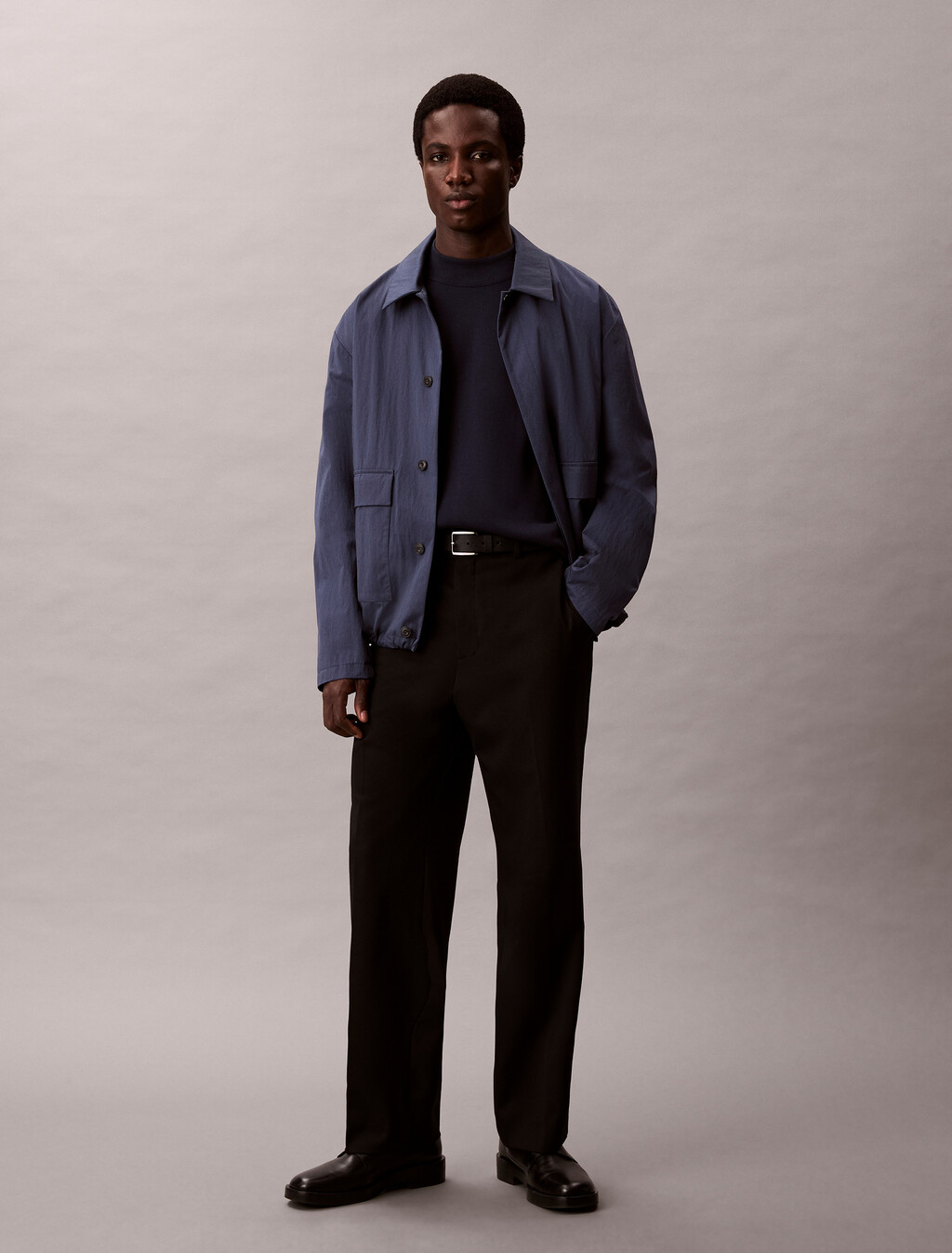 Tech Knit Boxy Mock Neck Jumper, Dark Sapphire, hi-res