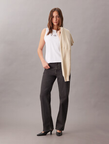 Rib Knit Monogram Tank Top, Bright White, hi-res