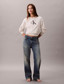 Cropped Monogram Sweatshirt, Vanilla Heather, hi-res