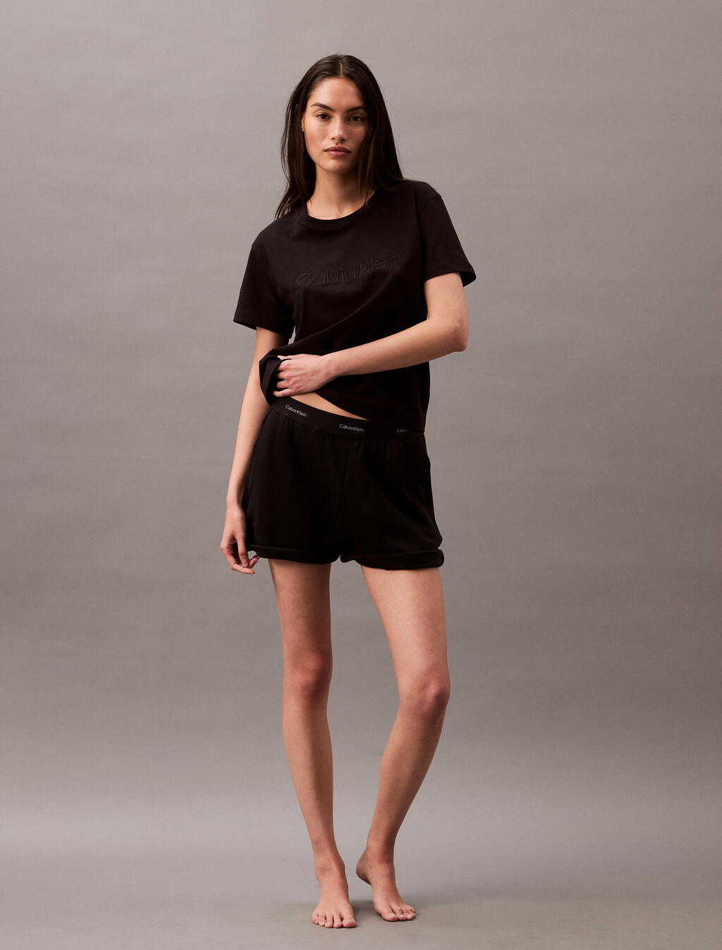 Terry Lounge Sleep Shorts, Black, hi-res