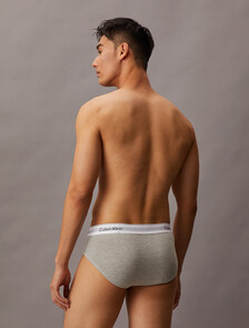 2 Pack Icon Cotton Stretch Hipster Briefs, Grey Heather / Black, hi-res
