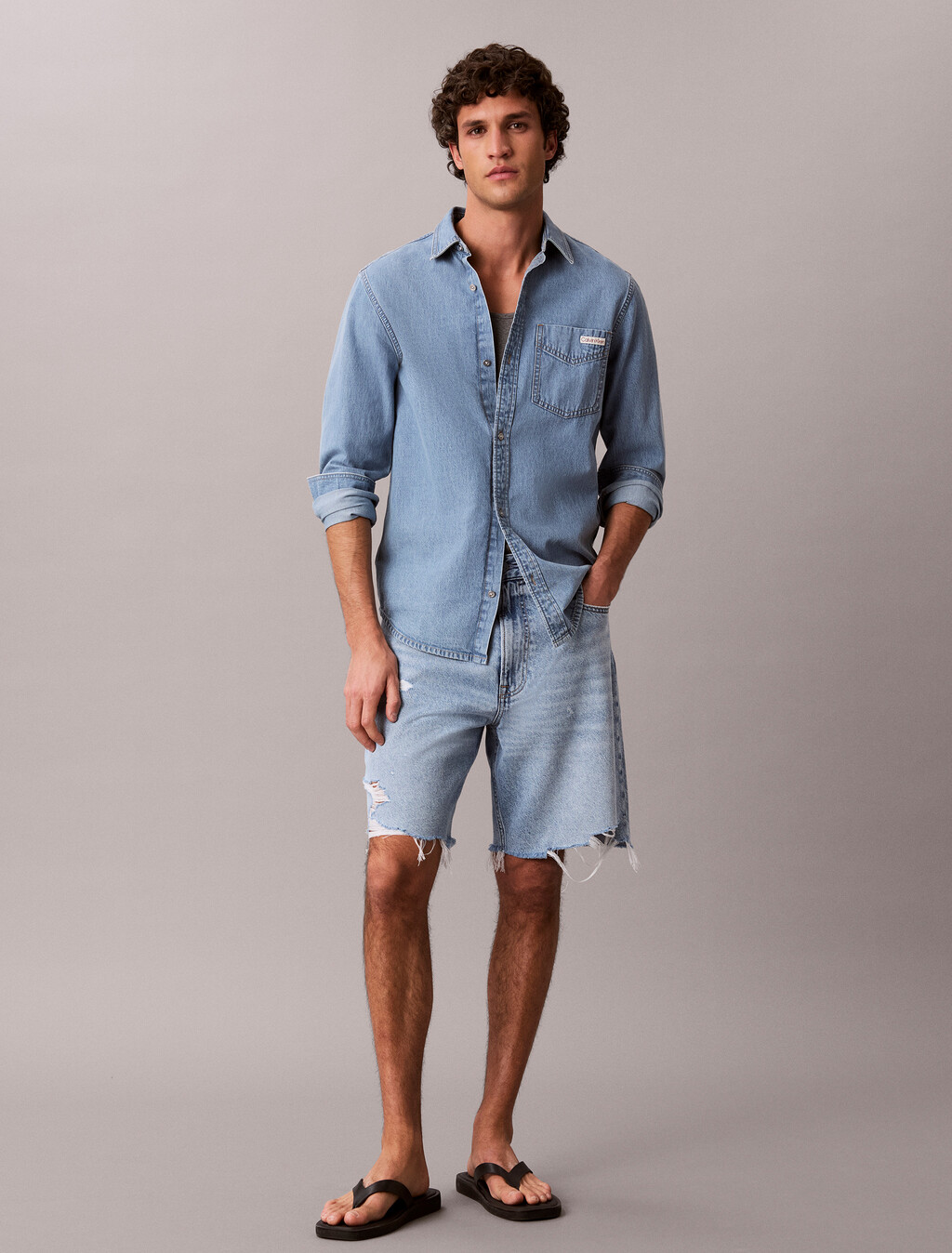 Lightweight Eco Cool Denim Shorts, FADED GOLD, hi-res