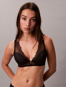 Lightly Lined Plunge Bra - CK Black Geo Lace, Black, hi-res