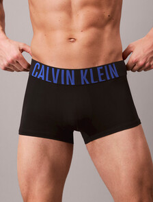 Intense Power Microfiber Stretch 3-Pack Low Rise Trunk, BLACK BODIES W/ WHITE/ROYALTY/TURBULENCE LOGO, hi-res